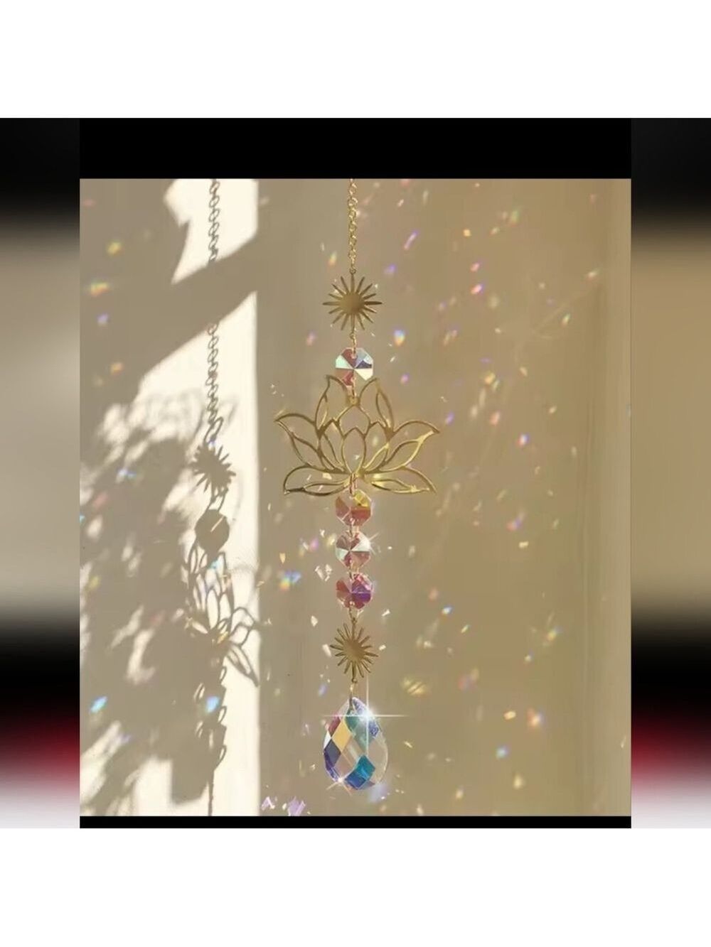Lotus FLOWER RAINBOW SUNCATCHER TEARDROP GEM PEPPLES